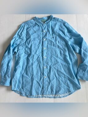 Tommy Bahama Men's Long Sleeve Linen Shirt 2XL Blue 25 Years Button Up Casual